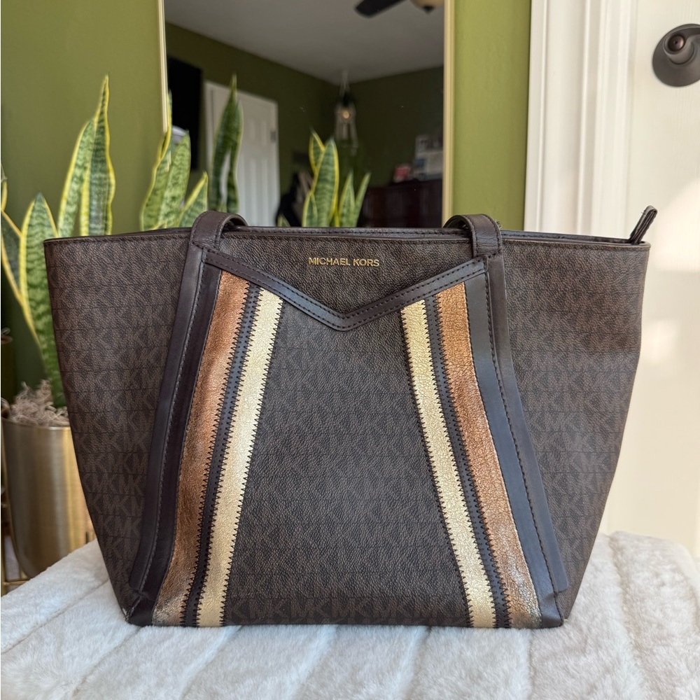 Michael Kors Whitney Signature Metallic Tote